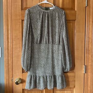 NWOT She + Sky Olive and White Patterned Dress
